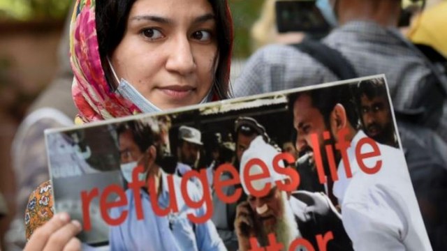 Afghans camp outside UNHCR office in Delhi