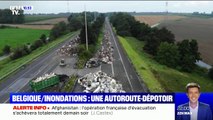 En Belgique, une autoroute transformée en décharge à ciel ouvert suite aux inondations