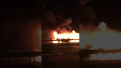 Flames Consume Multiple Car Accident