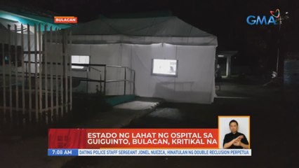 Estado ng lahat ng ospital sa Guiguinto, Bulacan, kritikal na | UB