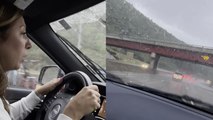 'Woman Films 'MASSIVE BOLT of LIGHTNING' Striking a Pole While Driving Down Parleys Canyon'