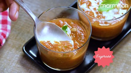 Soupe froide tomate, concombre, pastèque, feta