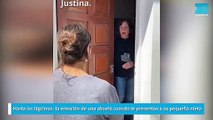 Hasta las lágrimas la emoción de una abuela cuando le presentan a su pequeña nieta