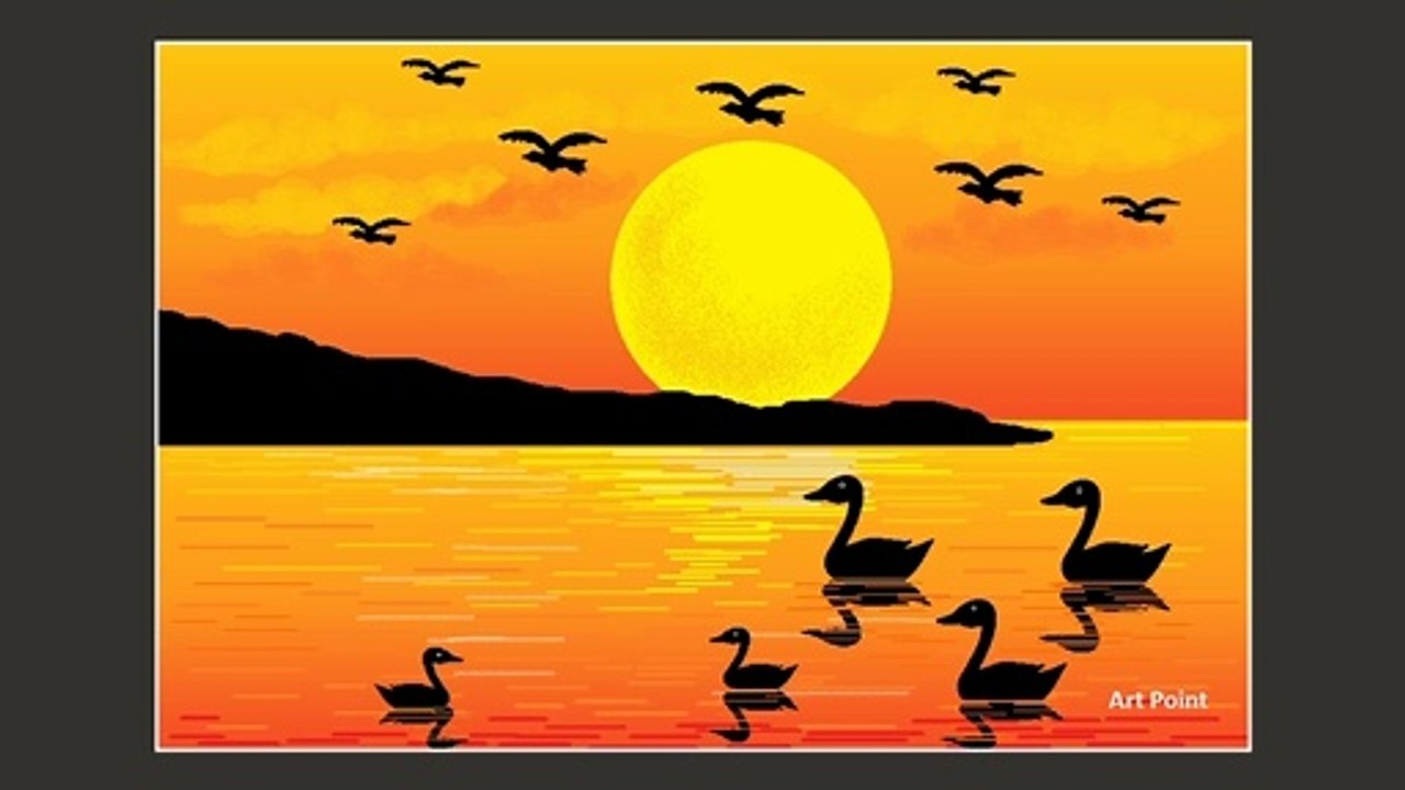 How to Draw - in computer| Microsoft paint tutorial | ms paint | scenery drawing 134 - Art Point