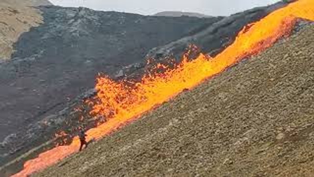 Fast Lava Flow After Volcanic Eruption