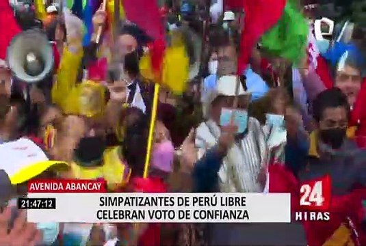 Simpatizantes de Perú Libre celebraron el voto de confianza otorgado al Gabinete Bellido