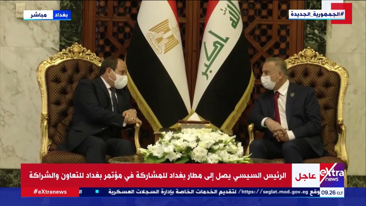 جلسة مباحثات بين الرئيس السيسى ورئيس الوزراء العراقى فى بغداد