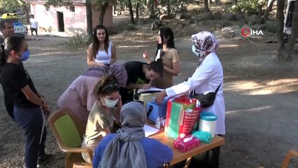 Kamptaki öğrenciler dağda aşılarını yaptırdı