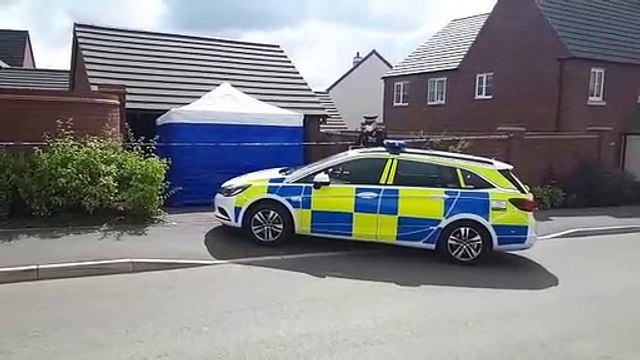 Forensics at Slate Drive, Kettering where the bodies of a man and a woman were found
