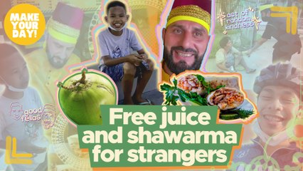Free juice and shawarma for strangers | Make Your Day