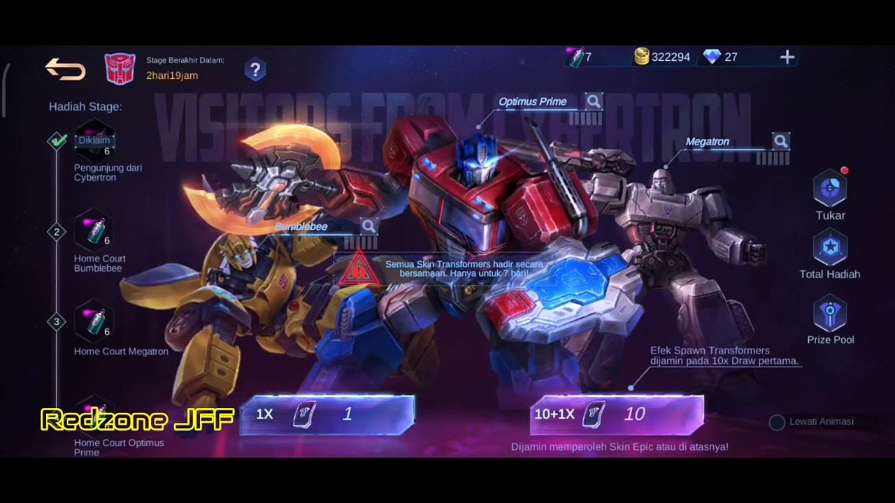 Skins Gratis Event TRANSFORMERS Mobile Legends 2021