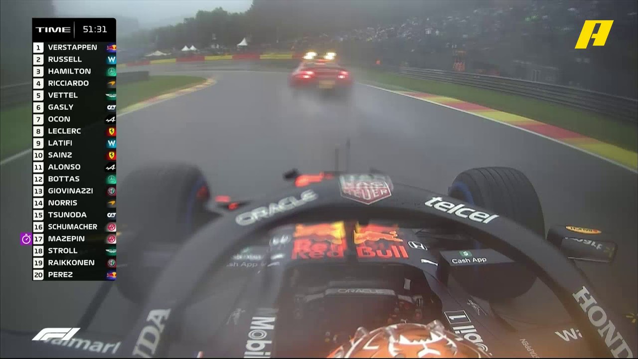 لحظة رفع العلم الأحمر وضمان فيرشتابن فوزه بالسباق