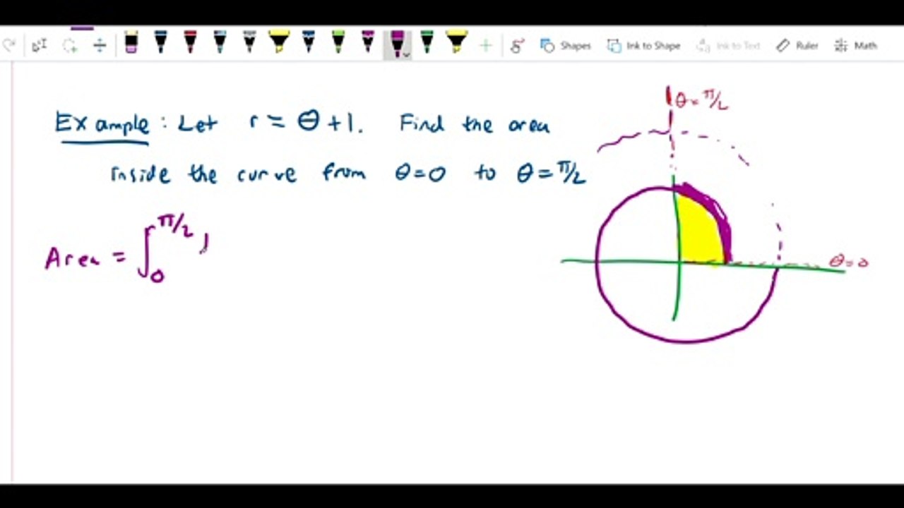 Polar coordinates - Area inside r equals theta plus 1