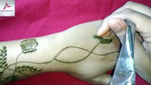 leaf henna mehndi design - back hand henna mehndi design - easy simple henna mehndi design - dubai style henna mehandi design - Habiba Mehndi Art