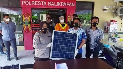Polresta Balikpapan Tangkap Pelaku Pecurian Panel Tenaga Surya Peneragan Jalan