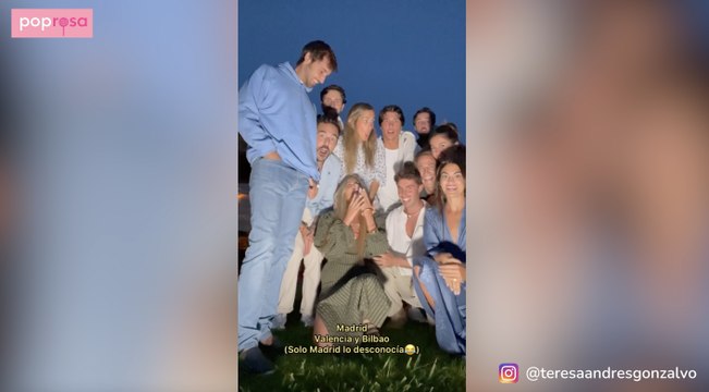 La reacción de Laura Matamoros, Laura Escanes, Risto Mejide, María Pombo, Gotzon Mantuliz y el resto de amigos y familiares al enterarse de que deben ir buscando outfit para el bodorrio de Ignacio Ayllón y Teresa Andrés Gonzalvo