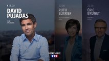 Bande-annonce des tranches infos de David Pujadas, Ruth Elkrief et Eric Brunet sur LCI
