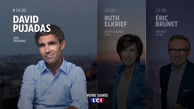 Bande-annonce des tranches infos de David Pujadas, Ruth Elkrief et Eric Brunet sur LCI