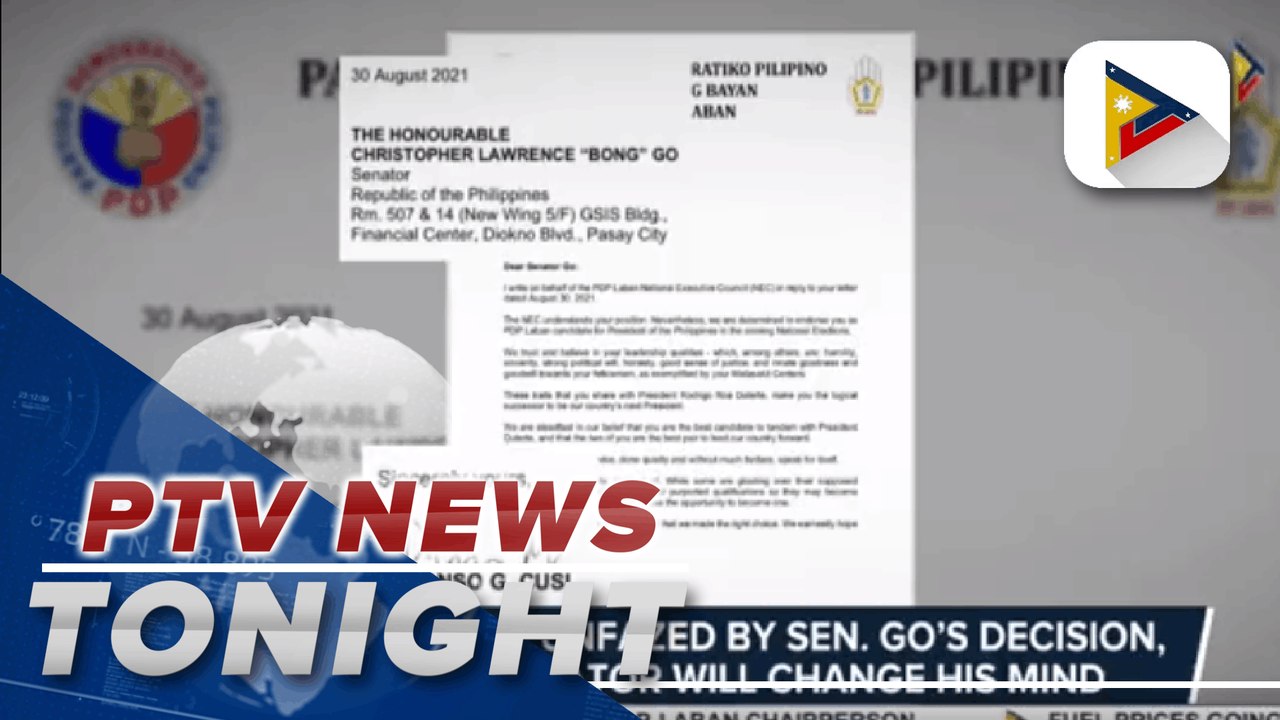 Sen. Go declines presidential nomination by PDP-Laban Cusi's group; PDP-Laban faction elects new set of officers | via @eunicesamonteptv