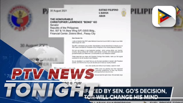 Sen. Go declines presidential nomination by PDP-Laban Cusi's group; PDP-Laban faction elects new set of officers | via @eunicesamonteptv