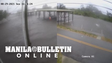 Security cameras capture before and after hurricane landfall near New Orleans