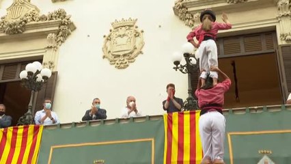 Los castellers de Vilafranca protagonizan una diada reivindicativa contra las restricciones