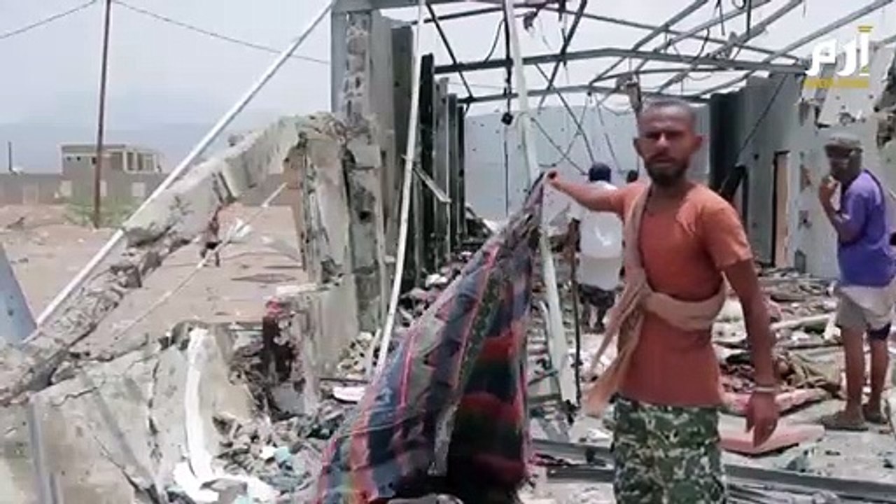 آثار الدمار بقاعدة_العند الجوية في اليمن بعد تعرضها لقصف حوثي