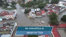 Despliegan operativo de emergencia por inundaciones en Tula; habilitan refugios temporales