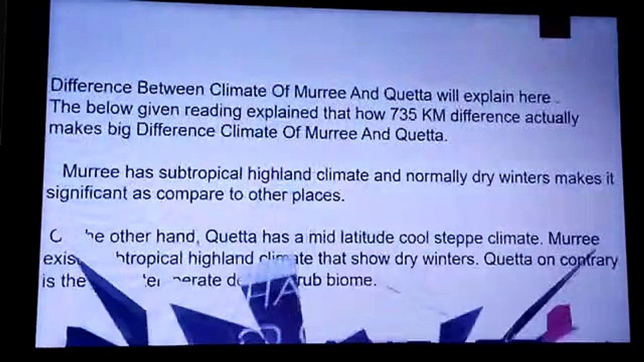 Resemblance between Quetta and Murree climate