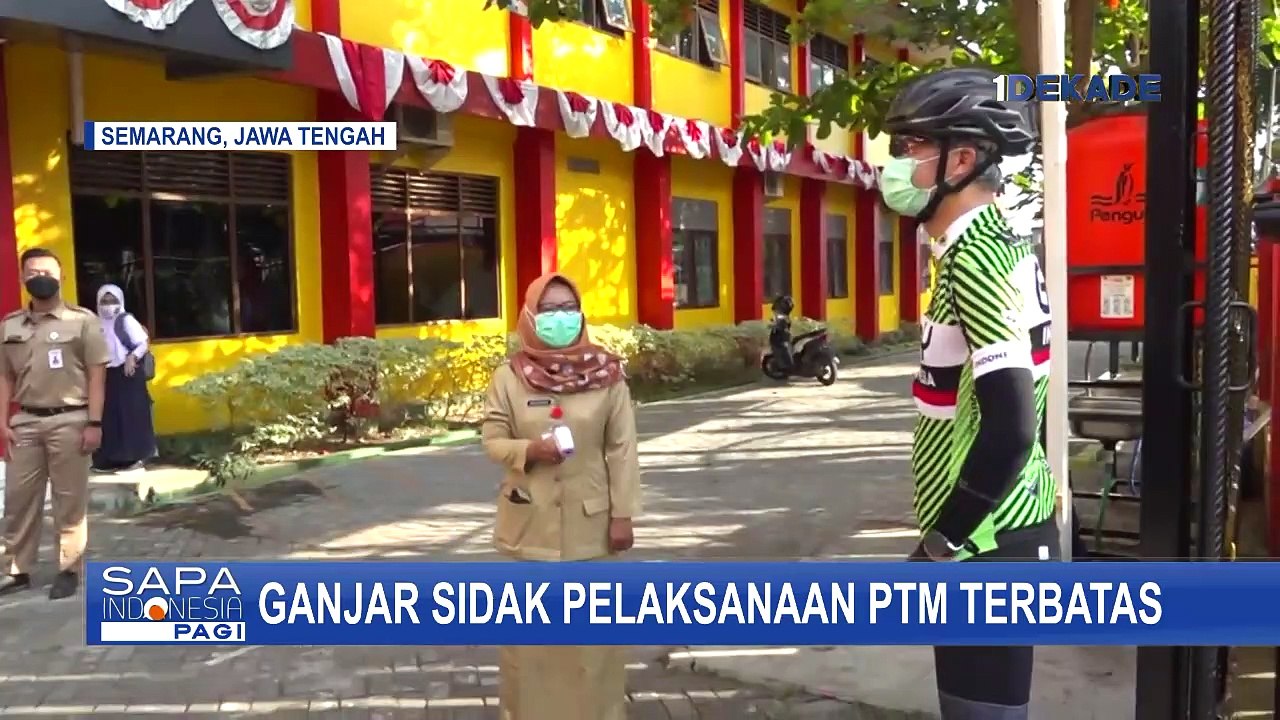 Sambil Bersepeda, Ganjar Pranowo Sidak Pelaksanaan PTM Terbatas di SMPN 13 Semarang