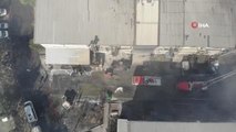 Başakşehir'de büyük çapta hasar gören fabrika havadan drone ile görüntülendi