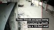 Watch the Moment Three Friends Escaped Being Crushed by a Wall That Collapsed