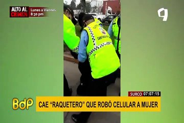 Tải video: Serenos detienen a raquetero que robó celular de una mujer en Surco