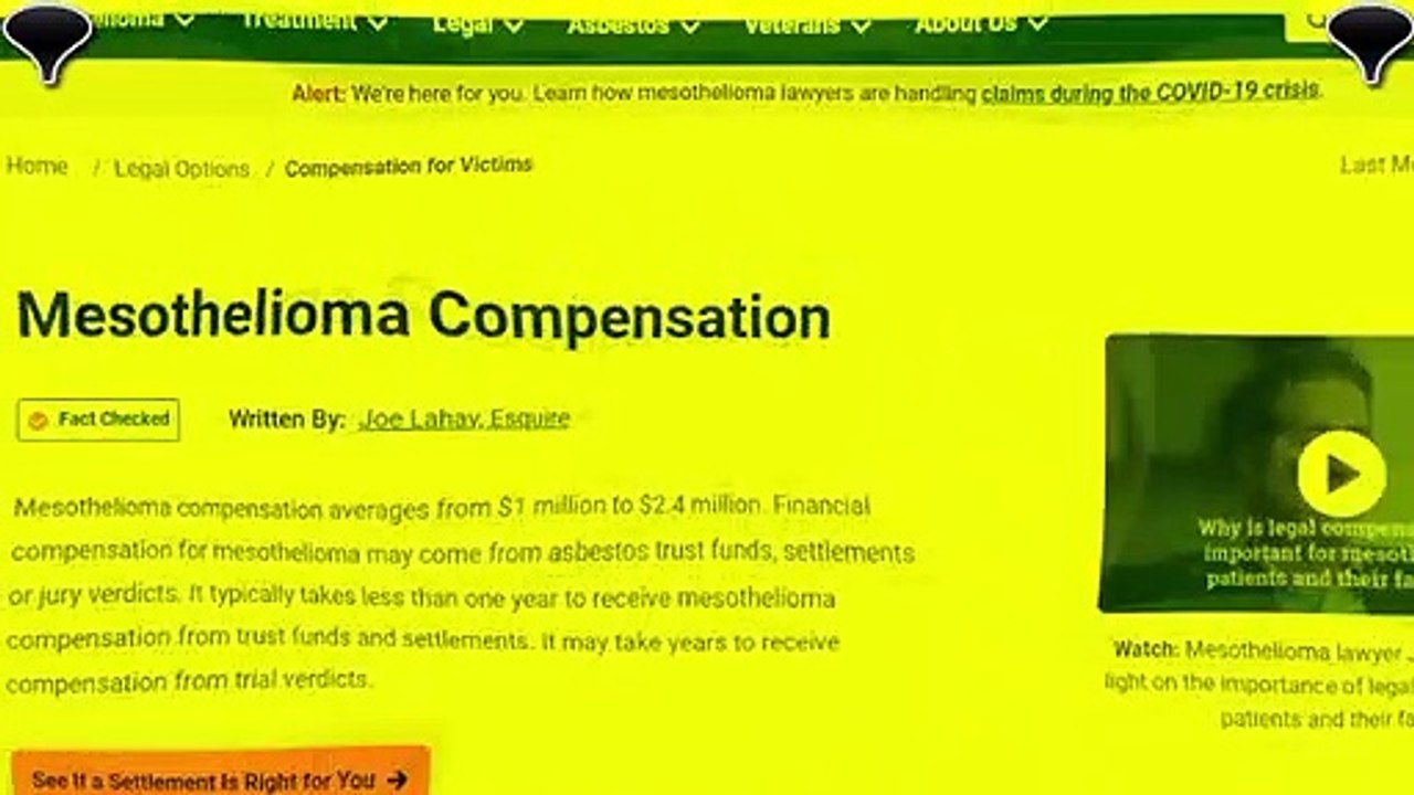 Mesothelioma compensation averages from $1 million to $2.4 million   How Much Compensation Can You Get for Mesothelioma