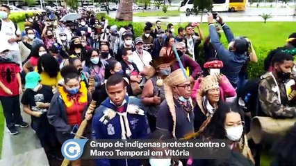 Download Video: Grupo de indígenas protesta contra o Marco Temporal em Vitória