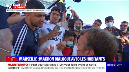 Emmanuel Macron interpellé par un éducateur dans les quartiers nord de Marseille (BFMTV)