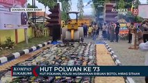 HUT Polwan, Polisi Musnahkan Ribuan Botol Miras Sitaan