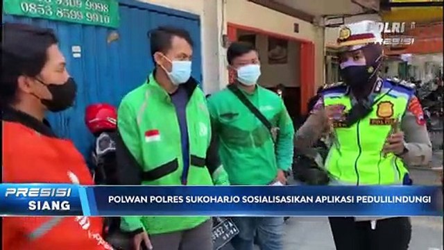 Sasar Ojol, Polwan Polres Sukoharjo Gencarkan Sosialisasi Aplikasi PeduliLindungi