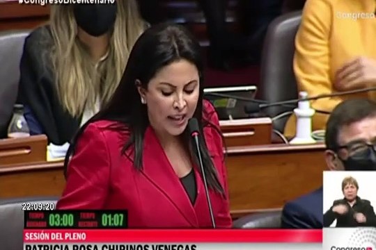 Titular de Comisión de Mujer pone en duda denuncia de Chirinos a Bellido por agresión verbal