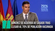 Pedro Sánchez se acuerda de Casado tras llegar al 70% de población vacunada