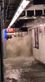 Water is gushing into the New York City subway tonight after remnants of Hurricane Ida slam New York.