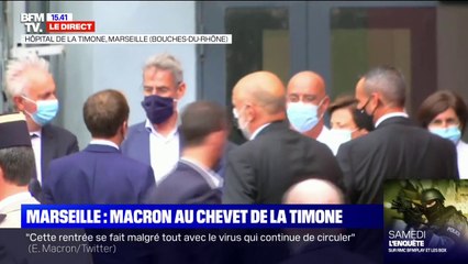 Emmanuel Macron est arrivé à l'hôpital de la Timone à Marseille