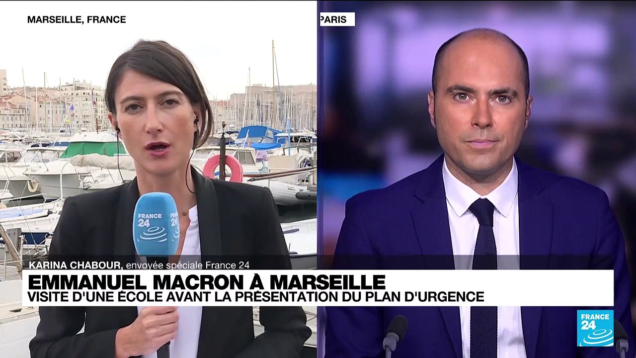 Emmanuel Macron à Marseille : visite d'une école et présentation du plan d'urgence