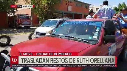 Download Video: Carros bomberos y ambulancias acompañaron el cotejo fúnebre de la bombera Ruth Orellana