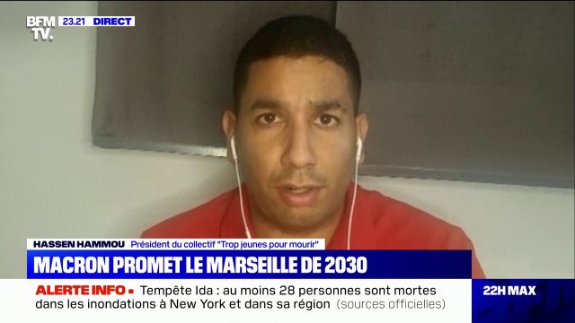 Marseille: pour Hassen Hammou (collectif Trop jeunes pour mourir ), Emmanuel Macron a eu les bons mots mais cela avait une petite odeur d'élection présidentielle