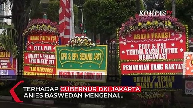 Penampakan Karangan Bunga di DPRD DKI, Sindir Anies Interpelasi Formula E