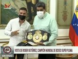 Pdte. Nicolás Maduro recibe en el palacio de Miraflores al boxeador venezolano Roger Gutiérrez