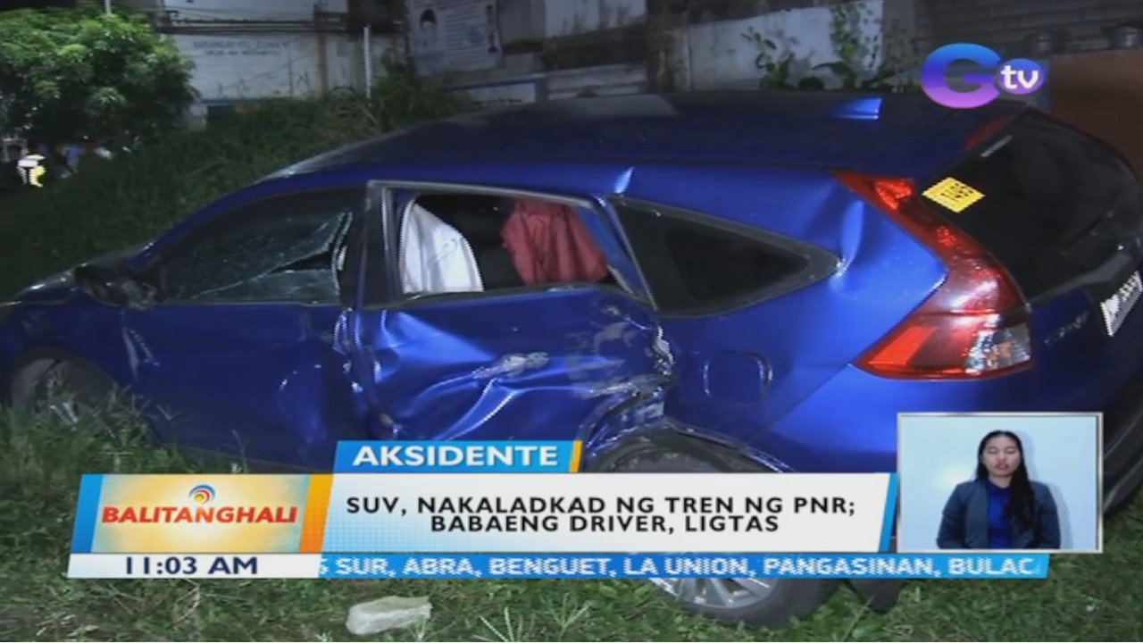 SUV, nakaladkad ng tren ng PNR; babaeng driver, ligtas | BT
