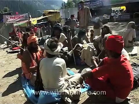 Sadhu smoking a chillum during Amarnath Yatra