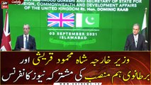 Foreign Minister Shah Mehmood Qureshi and British counterpart's Joint news conference